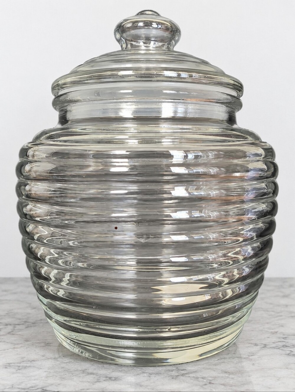 Vintage Anchor Hocking Beehive Glass Canister Jar w Lid USA
